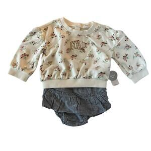 NEW Baby Gap Logo Floral Chambray Set